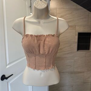 Stylish Ribbed Camisole in Tan